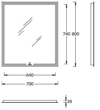 Зеркало MIO.mi.70\WHT Kerama Marazzi белый Led-подсветка (ШВГ 70х80х2) с диммером