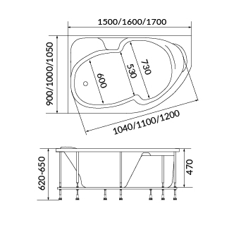 Акриловая ванна 1Marka Aima Design Grand Luxe 155х155 01грл1515