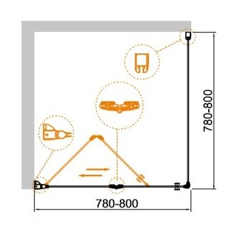 ECO-O-AS-1-80-C-Cr Душевой уголок