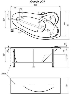 Панель боковая "Gracia 160х88 R"