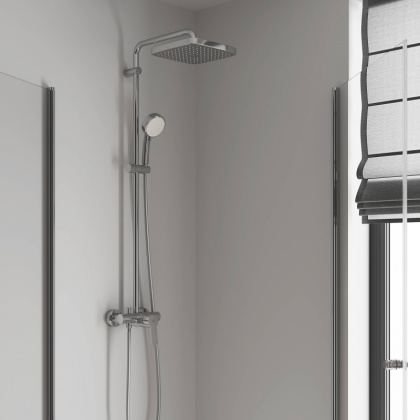 Душевая система поворотная со смесителем Grohe Tempesta Cosmopolitan 250, хром / белый (26692000)