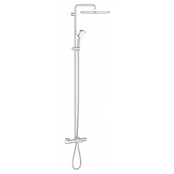 Душевая система поворотная с термостатом, с изливом Grohe Tempesta Cosmopolitan 250, хром / белый (26691000)