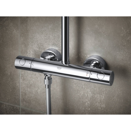 Душевая система поворотная с термостатом Grohe Tempesta Cosmopolitan 250, хром / белый (26689000)