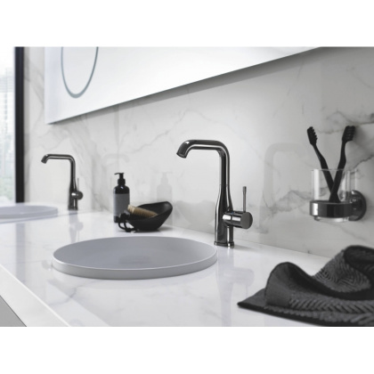 Смеситель для раковины GROHE Essence New с донным клапаном, L-Size, темный графит глянец (32628A01)