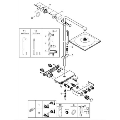 Душевая система поворотная с термостатом Grohe SmartControl хром (26508000)
