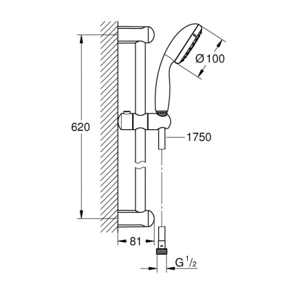 Душевой гарнитур Grohe Tempesta New 100 27924001 хром