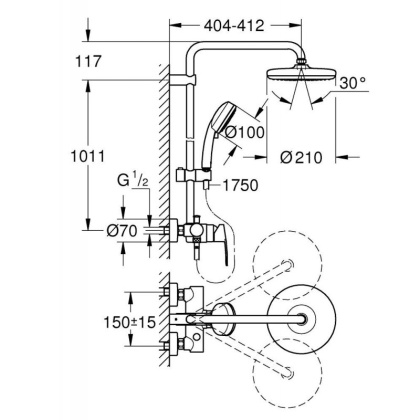 Душевая система Grohe Tempesta Cosmopolitan 210 26224001 хром