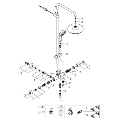 Душевая система Grohe Grohtherm 1000 Tempesta 210 26223001 хром