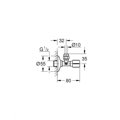 Вентиль угловой GROHE 1/2″-3/8″ для подключения смесителей, хром (22037000)