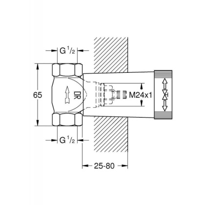 Встраиваемая часть вентиля GROHE, резьба 1/2″, латунь (29800000)