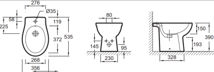 Биде напольное Jacob Delafon Patio New EBB0002-00