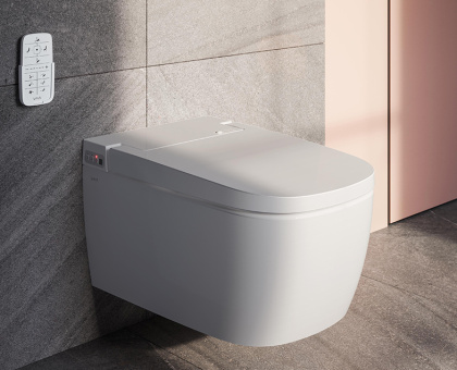 Унитаз подвесной VitrA V-Care 5674B003-6194 со встроенным феном и системой удаления запахов