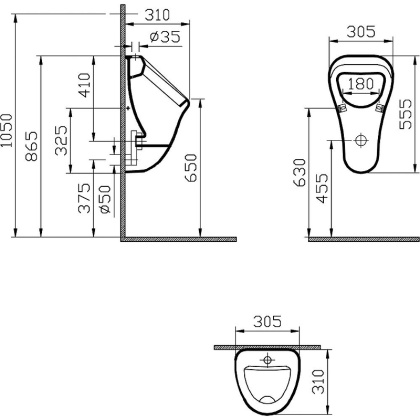 Писсуар подвесной VitrA Arkitekt 6202B003-0198 с внешним подводом воды