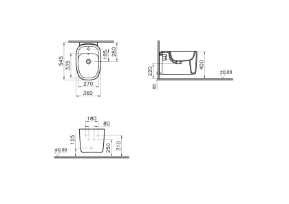 Подвесное биде VitrA Plural, цвет Матовый Белый