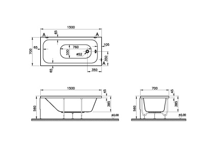 Акриловая ванна Vitra Optimum Neo 150x70