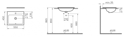 S20 Накладная раковина 55cm-цвет белый