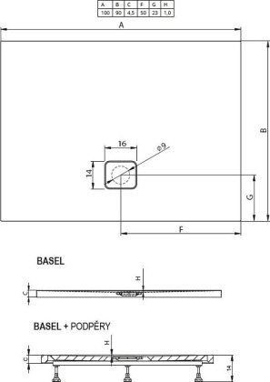 Акриловый душевой поддон Riho Basel 414 100x90 черный матовый, накладка хром DC241700000000S