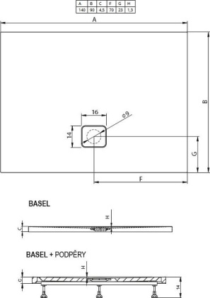 Акриловый душевой поддон Riho Basel 418 140x90 черный глянец, накладка хром DC281600000000S