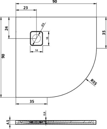 Акриловый душевой поддон Riho Basel 451 90x90 белый R55 + сифон DC980050000000S