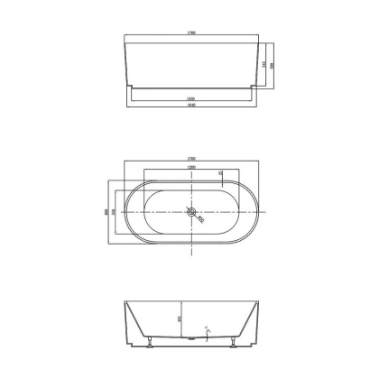 Ванна акриловая Vincea VBT-426-1700 1700*800*580, цвет белый, щелевой перелив