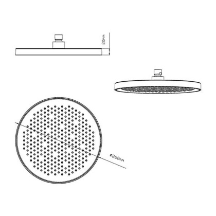 Верхний душ с держателем VSHD-42CMB, черный