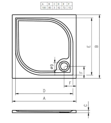 Панель для душевого поддона Riho Kolping P32 L 100x80x10 331L P32005000000000