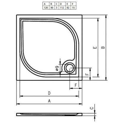 Панель для душевого поддона Riho Kolping P38 L 1200x90x10 334L P38005000000000