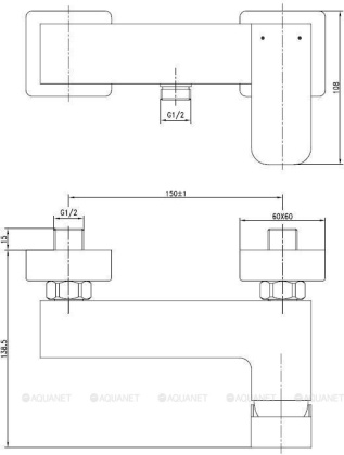 Смеситель для душа Aquanet Cubic SD90447