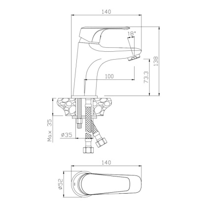 Смеситель д/раковины EVORA, арт.33100EV