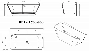 Акриловая ванна BELBAGNO BB19-1700-800