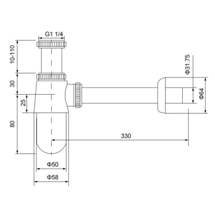 Сифон для раковины Timo 960/18L черное золото