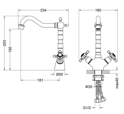 Смеситель Timo Nelson 0143/03F для раковины, черный матовый