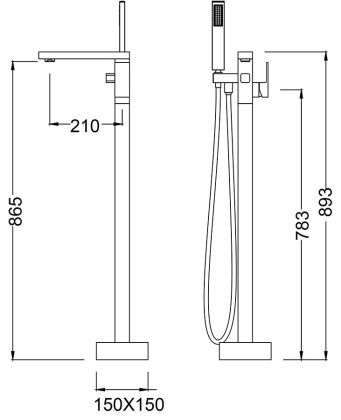 Смеситель Timo Selene 2200/03Y-CR напольный, черный матовый