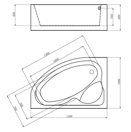 Акриловая ванна Gemy 150х100 G9009 B L