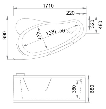 Акриловая ванна Gemy 170х100 G9046 II B L