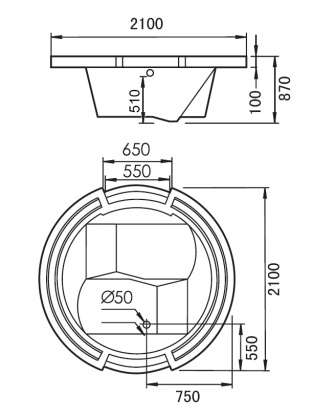 Акриловая ванна Gemy 210х210 G9060 O