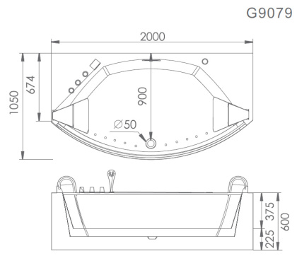 Акриловая ванна Gemy 200х105 G9079