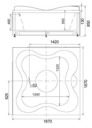 Акриловая ванна Gemy 187х187 G9089 K R