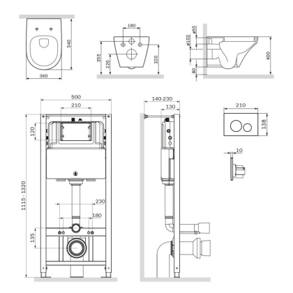 IS49001.501700 Инсталляция с клавишей Pro L белый с подвесным унитазом Inspire FlashClean с сид м/л