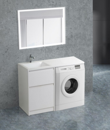 Тумба с раковиной напольная BelBagno KRAFT-LVD-58/120-L Bianco Opaco, раковина белая