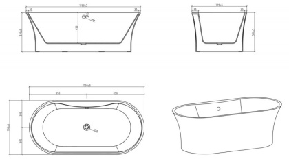 Акриловая ванна BELBAGNO BB201-1500-800
