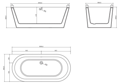 Акриловая ванна BELBAGNO BB202-1700-800