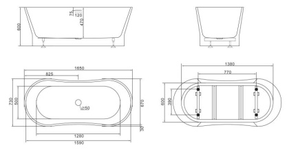 Акриловая ванна BELBAGNO BB406-1650-730