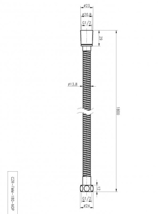 CZR-FMM-150-01 Гибкий шланг металлизированный, длина 1,5 м, хром