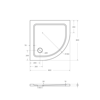 Передняя панель SMC поддона CEZARES TRAY-M-R-90-SCR