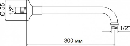 CZR-U-TDA-30-02 Кронштейн для душа, 32 см, круглое сечение, исполнение бронза