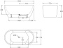 Акриловая ванна без перелива BELBAGNO BB70-1500-W0, 1500x750x570
