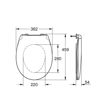 Сиденье для унитаза, GROHE Bau Ceramic, 5,4х45,9 см, белое, 39492000