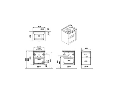 Тумба с раковиной Vitra Root Classic 60 68848