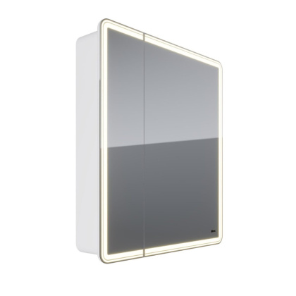 Шкаф зеркальный Lemark ELEMENT 70х80см 2-х дверный, с подсветкой, с розеткой, цвет корпуса: Белый глянец